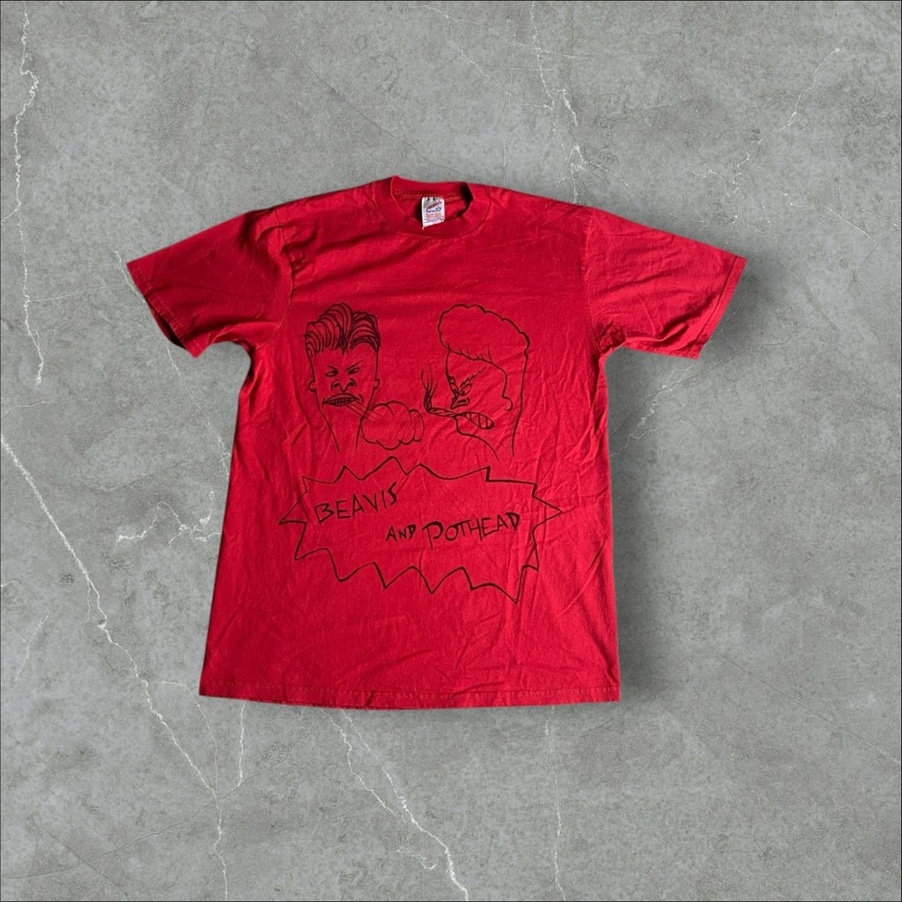 Vintage Beavis And Butthead Shirt Mens Large Red‎ 90s Comedy Movie Promo Pothead